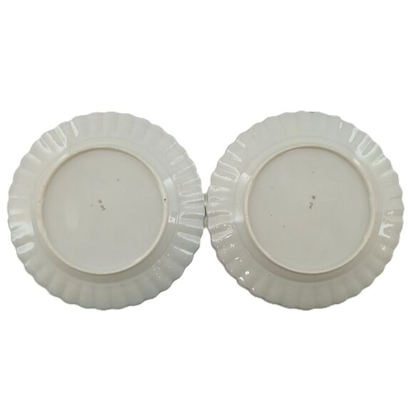 Lot of 5 Japanese Kutani Porcelain Plates Scalloped Edge w/ Black Gold Trim - Picture 6 of 13